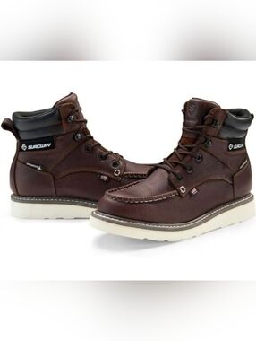 SUREWAY 6" Men's Heavy Duty Leather Soft Toe Work Boots Dark Brown Size US 12
